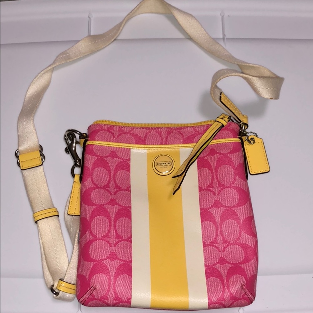 Coach Pink/Yellow Crossbody Bag